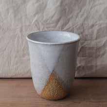 Load image into Gallery viewer, earthclayhandmadetumblerwhitecrossreusablepottery