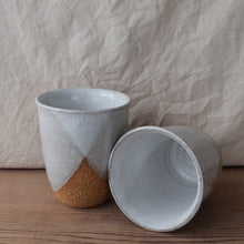Load image into Gallery viewer, earthclayhandmadetumblerwhitecrossreusablepottery