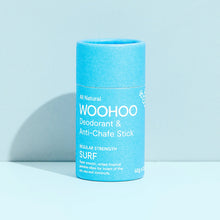 Load image into Gallery viewer, Blue deodorant stick with 'WOOHOO' branding on a light blue background