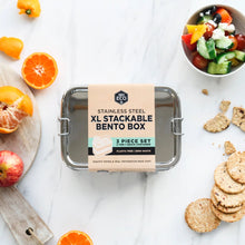 Load image into Gallery viewer, evereco XL Bento Stacker lunch box from stainless steel with its own mini compartment 3 piece set available at www.berealco.com.au an Australian owned business