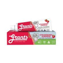 Load image into Gallery viewer, Grant's Strawberry Surprise natural toothpaste packaging on a white background