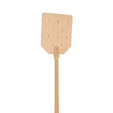 Load image into Gallery viewer, Fly swatter with a wooden handle and beige paddle on a white background