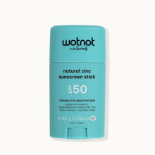 Load image into Gallery viewer, Wotnot natural zinc sunscreen stick SPF 50 on a white background