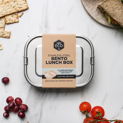 evereco stainless steel lunch box container with 2 comparments a plastic free alternative for storage in ever day living