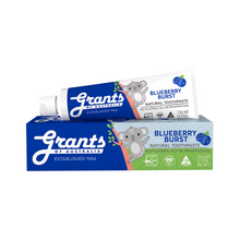 Load image into Gallery viewer, Grant's Blueberry Burst natural toothpaste packaging on a white background
