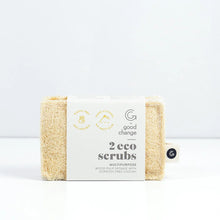 Load image into Gallery viewer, Two eco scrubs in packaging with 'Good for the Earth' branding on a white background
