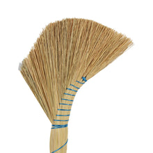 Load image into Gallery viewer, Broom with natural bristles and blue binding on a white background
