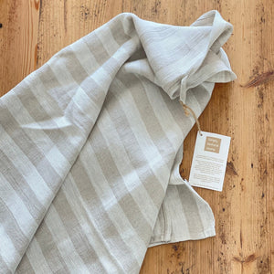 Linen Bath Towel Huckaback Weave - Natural Striped - Be Real Co. for mother earth 